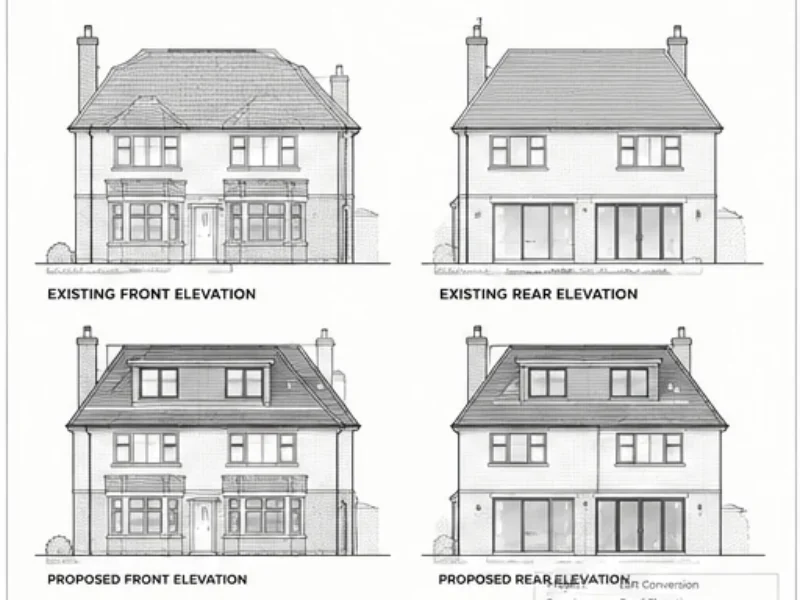 Existing and proposed elevations